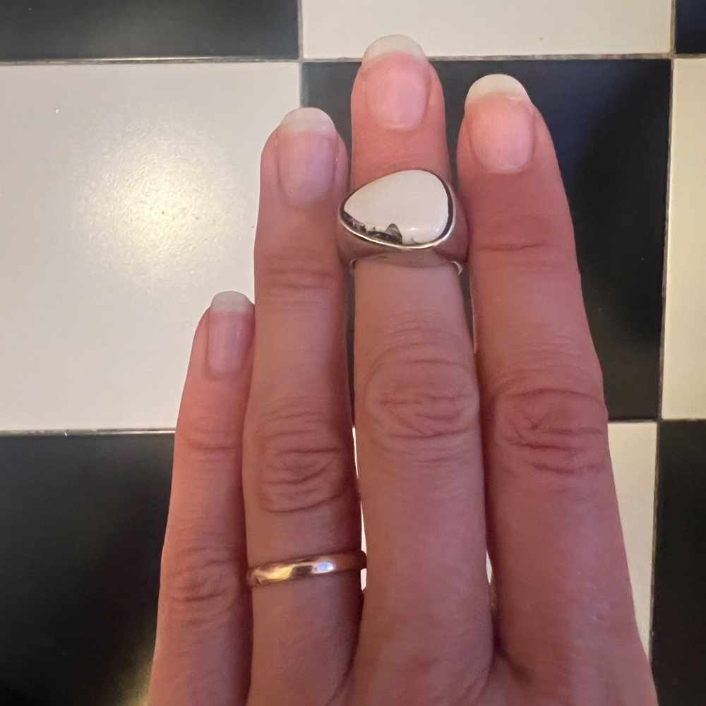 Silver Opal Pinky Ring in 925 silver